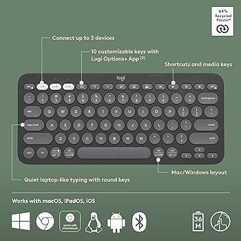 Amazon.com: Logitech Pebble Keys 2 K380s, Multi-Device